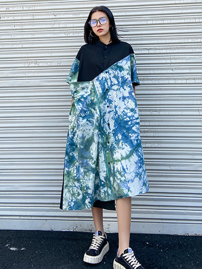 Original Irregularity Split-Joint Tie-Dyed Dress