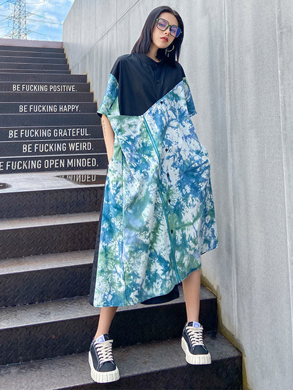 Original Irregularity Split-Joint Tie-Dyed Dress