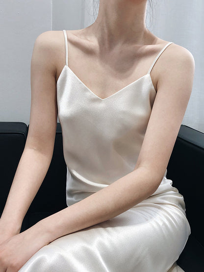 Original Solid V-Neck Suspender Dress