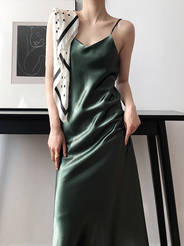 Original Solid V-Neck Suspender Dress