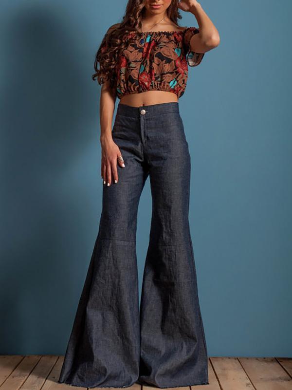 Retro Slim Fit Bell-bottom Jean Pants