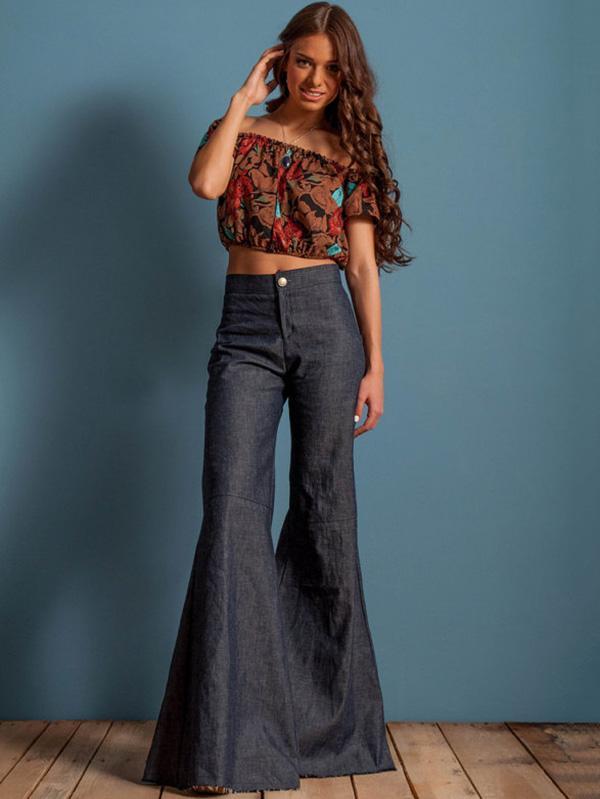 Retro Slim Fit Bell-bottom Jean Pants