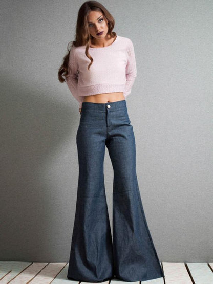 Retro Slim Fit Bell-bottom Jean Pants