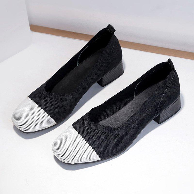 Color Block Chunky Heel Daily Casual Shoes