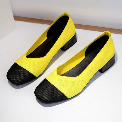 Color Block Chunky Heel Daily Casual Shoes