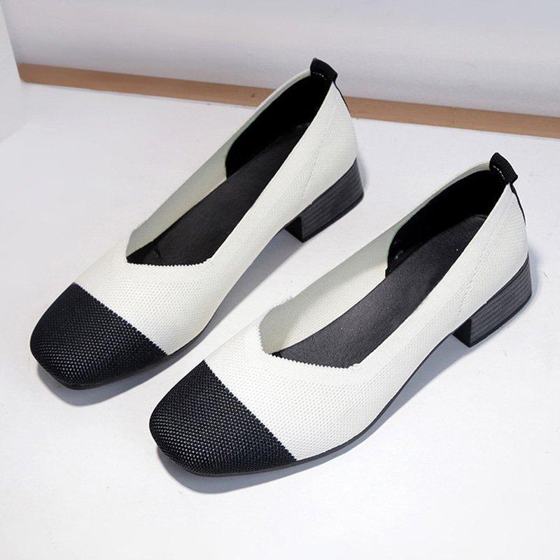Color Block Chunky Heel Daily Casual Shoes