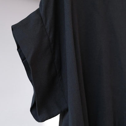 Summer Round Neck Short Sleeve Baggy Women Black Dress