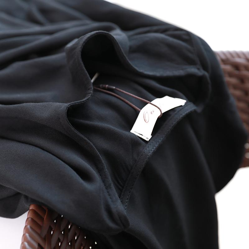 Summer Round Neck Short Sleeve Baggy Women Black Dress