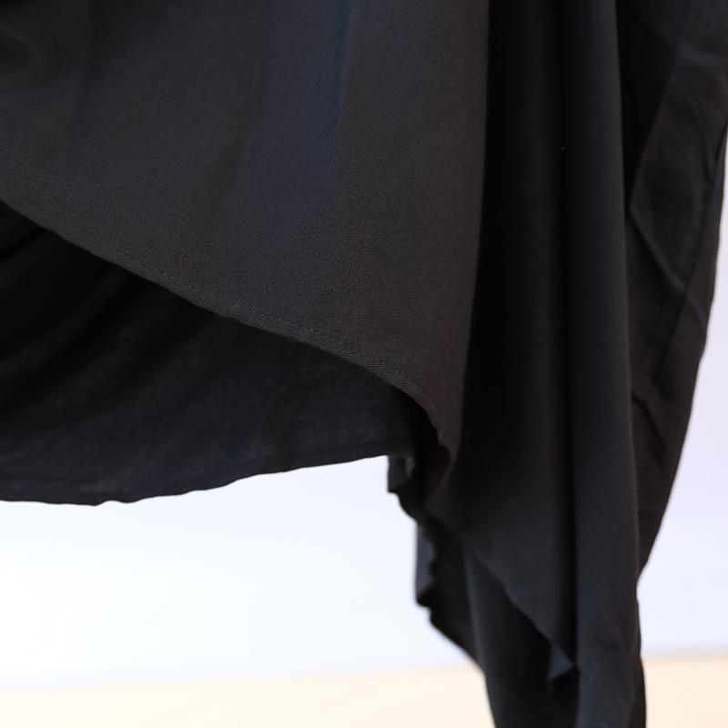 Summer Round Neck Short Sleeve Baggy Women Black Dress