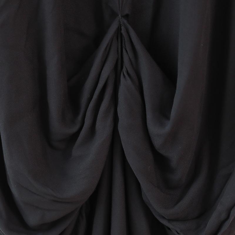 Summer Round Neck Short Sleeve Baggy Women Black Dress