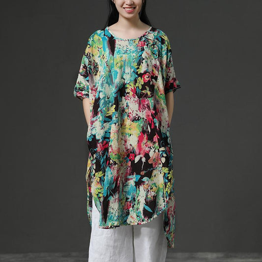 Loose Flower Shoulder Sleeve Summer Dress