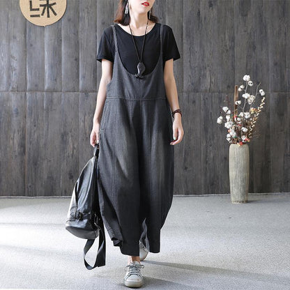 Cotton Blue Loose Jumpsuits Women Jeans