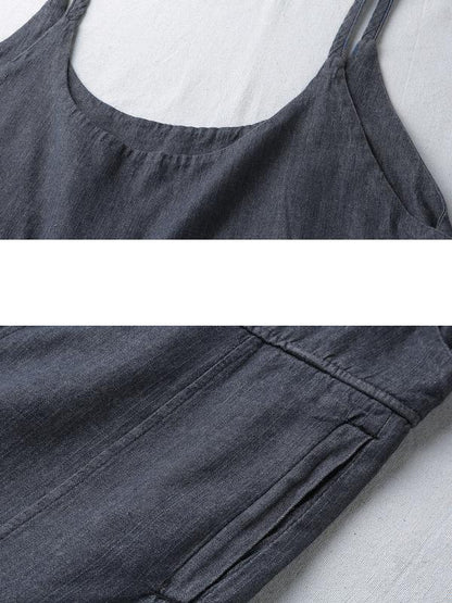 Cotton Blue Loose Jumpsuits Women Jeans