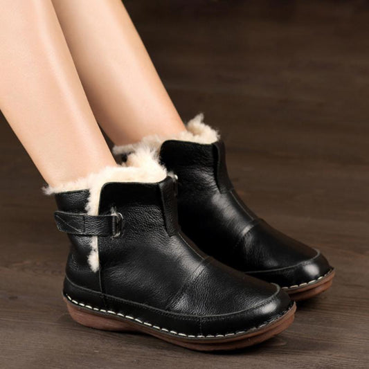 Winter Wool Flat Heel Women Soft  Boots