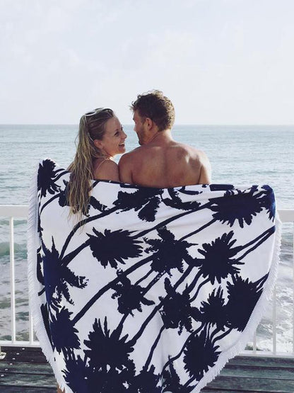 Popular Leaf Pattern Tassels Round Beach Mat Yoga Mat
