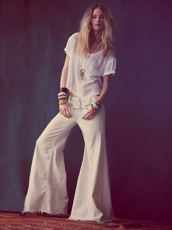 Retro White Jean Bell-bottom Pants