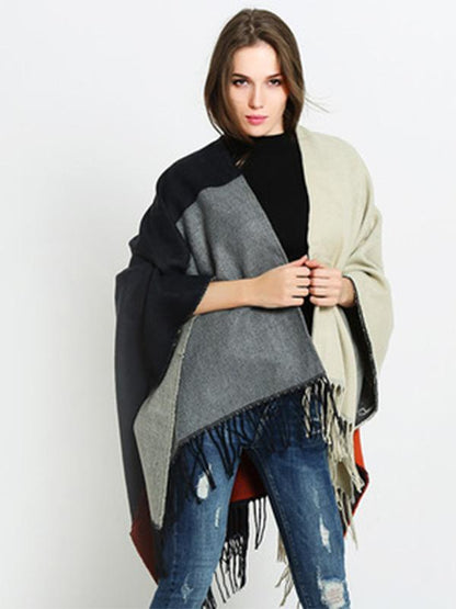 shawl dual-use winter thick warm cloak Split scarf