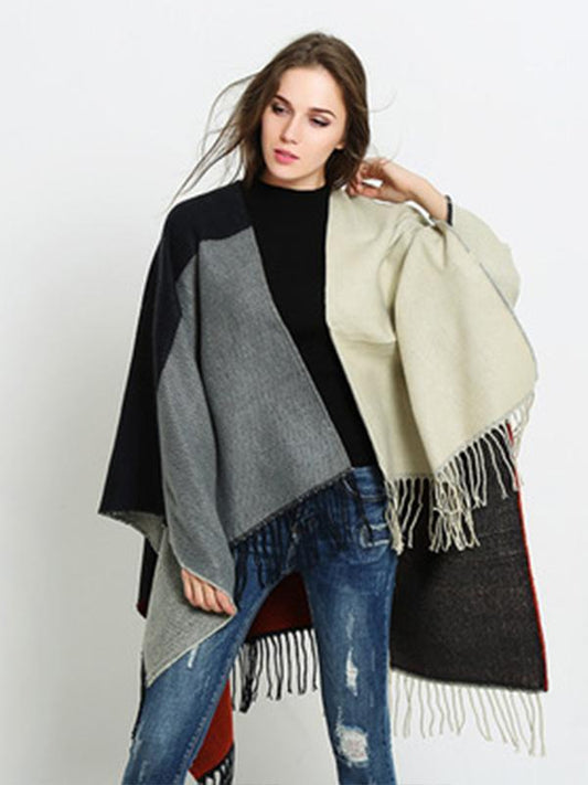 shawl dual-use winter thick warm cloak Split scarf