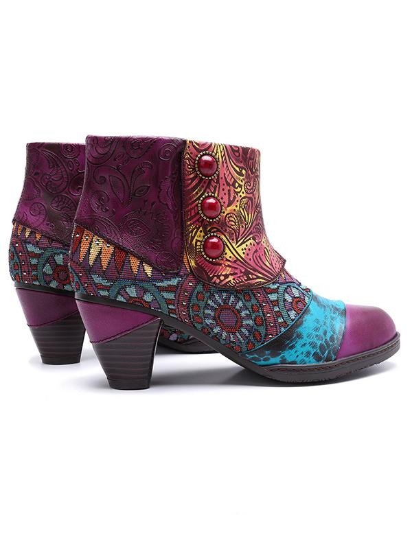 Handmade leather stitching Mongolian ethnic style boots