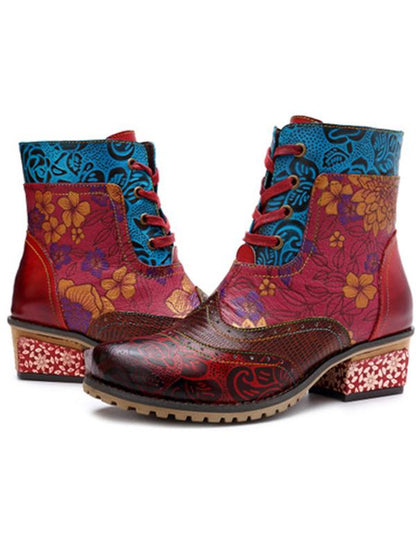 Casual vintage ethnic style Handmade Leather Boots