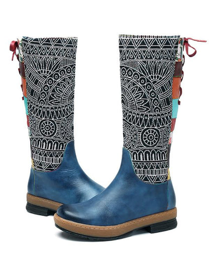 Boho Leather High Boots