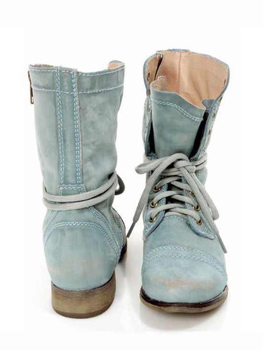 Fashion Mid Laced Boots in Middle Age Style