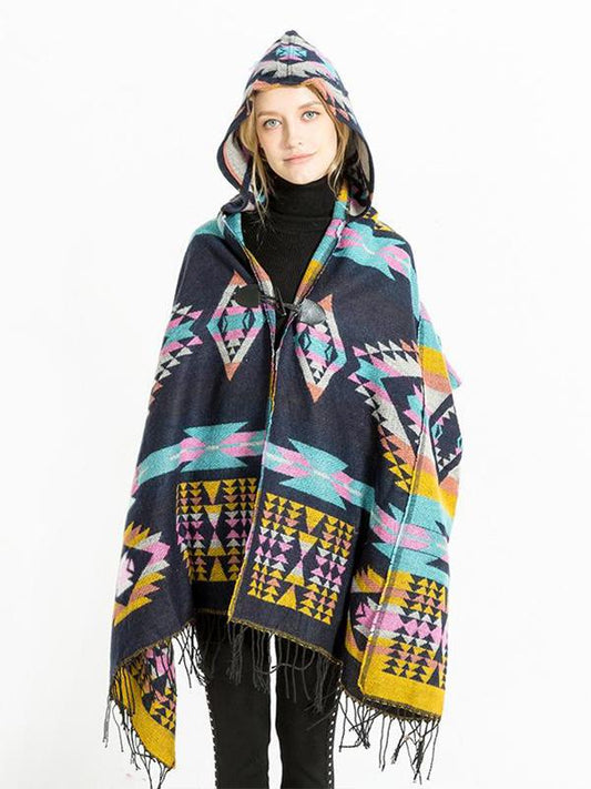 5 Style National hooded cape shawl imitation cashmere tourist scarf