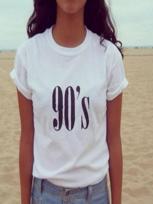 Fashion Women T shirt Casual Funny with  90's Print