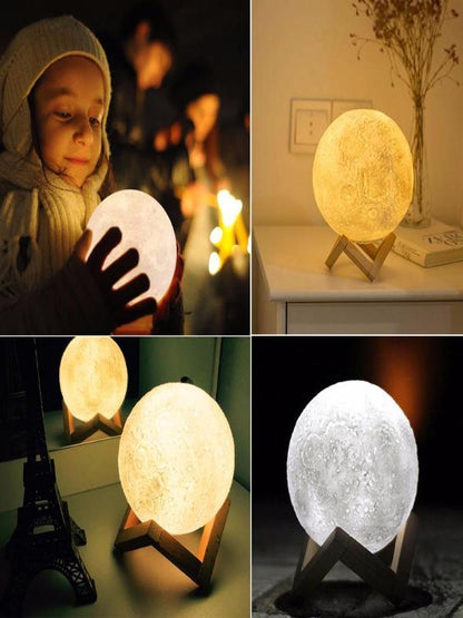 3 Color Changeable 3D Print Moon Night Moonlight LED USB Lamp