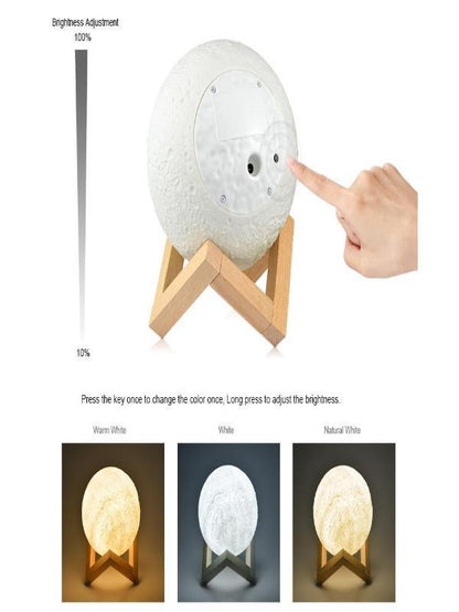 3 Color Changeable 3D Print Moon Night Moonlight LED USB Lamp