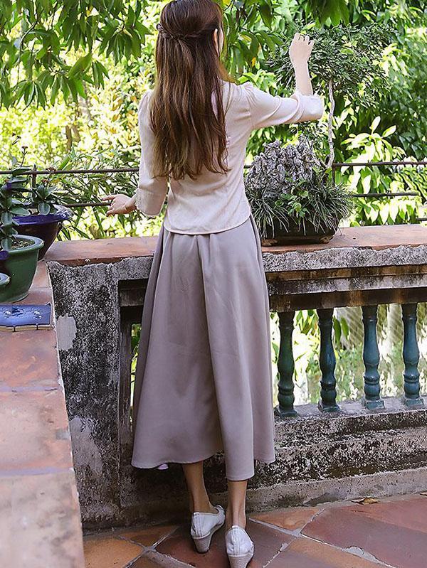 Chinese Traditional Stand Collar Top with Floral Print