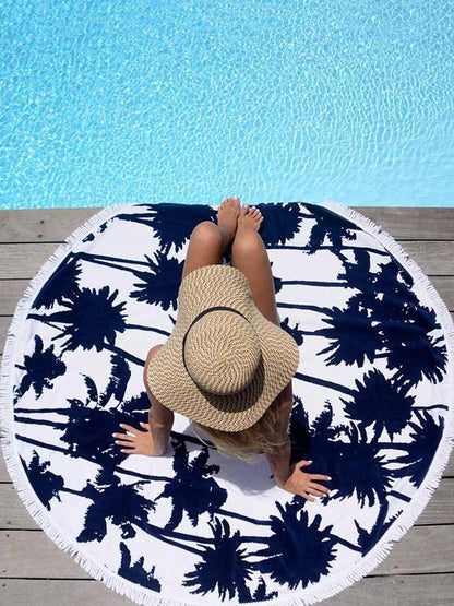 Popular Leaf Pattern Tassels Round Beach Mat Yoga Mat
