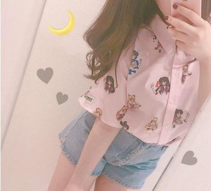 Pretty Pink Guardian Sailor Senshi Blouse Shirt