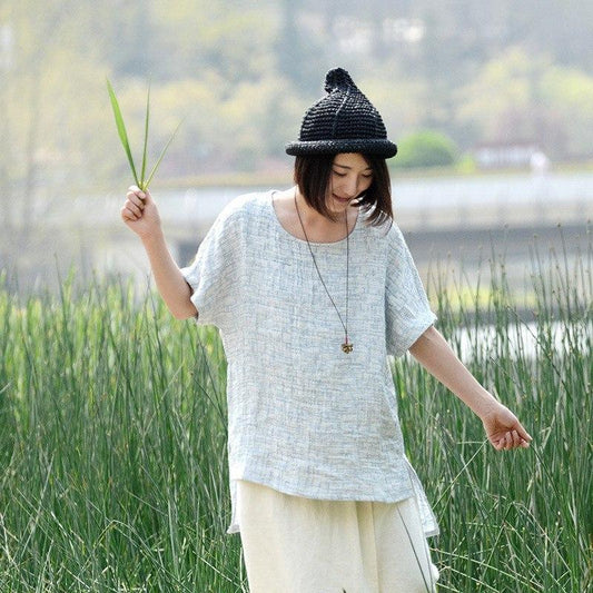 Women summer cotton linen t-shirt