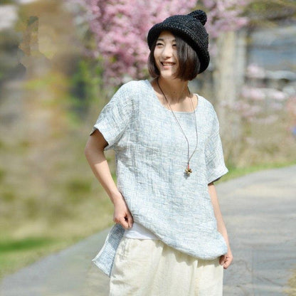Women summer cotton linen t-shirt