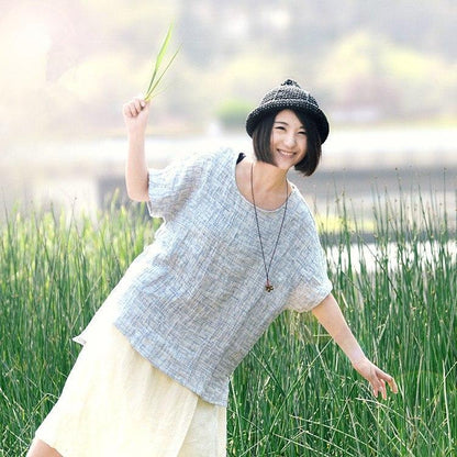 Women summer cotton linen t-shirt
