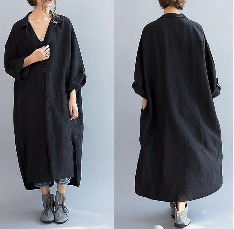 Women cotton linen casual loose fitting summer dress