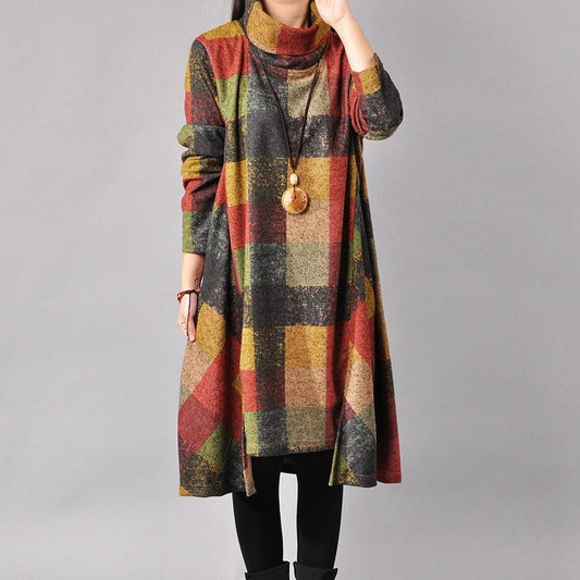 Women cotton loose autumn dress