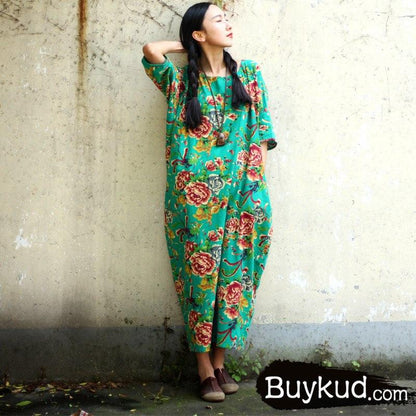 Women spring cotton linen dress