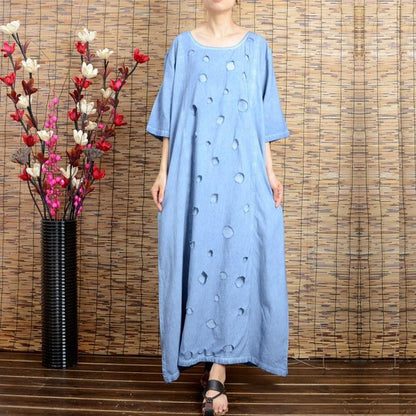 Women summer short sleeve cotton linen dress